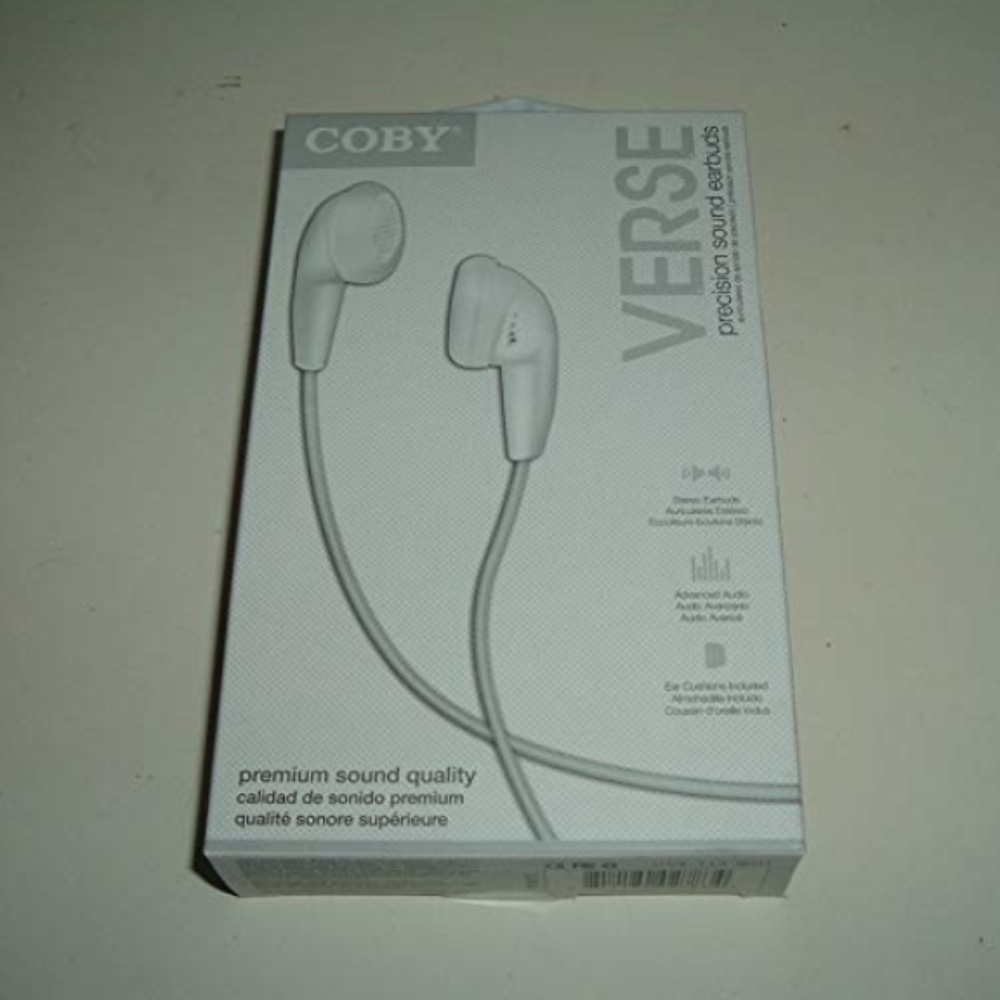 Coby Verse Precision Sound Earbud Headphones White